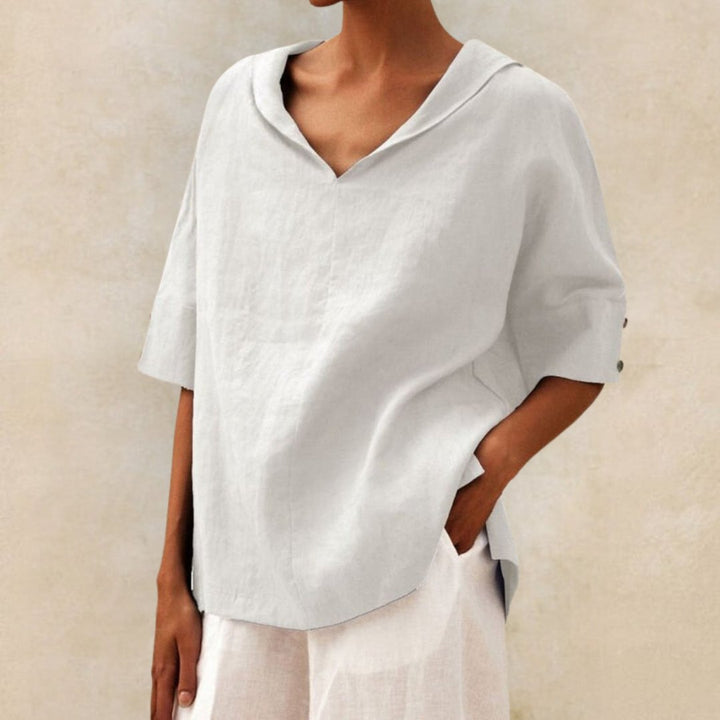 Ylvie | Classic linen blouse with V-neck